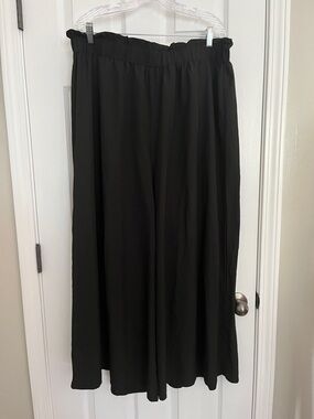 Black Ultra Wide-Leg Paperbag Waist Pants
